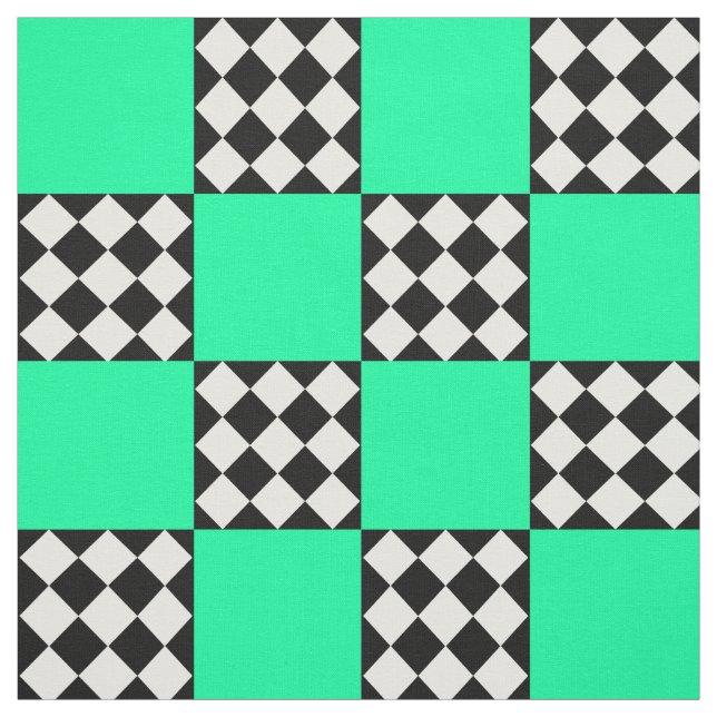 Tissu Arlequin blanc blanc vert Carré forme Textile (Échantillon)