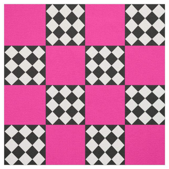 Tissu Arlequin blanc rose Carré forme textile (Échantillon)