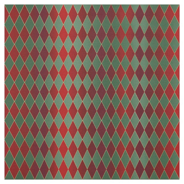 Tissu Arlequin vert rouge Noël (Échantillon)
