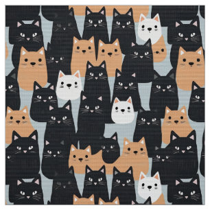 Tissu Armée de chat noir et orange d'Halloween