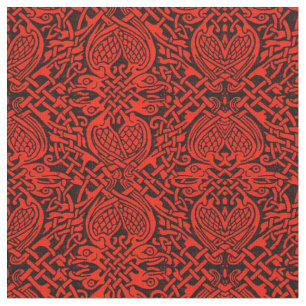 Tissu Armure celtique d'oiseau en rouge
