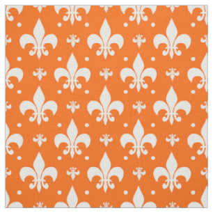 Tissu Arrière - plan orange Fleur-de-lis Motif Design