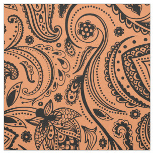 Tissu Arrière - plan orange floral noir Paisley-Custom