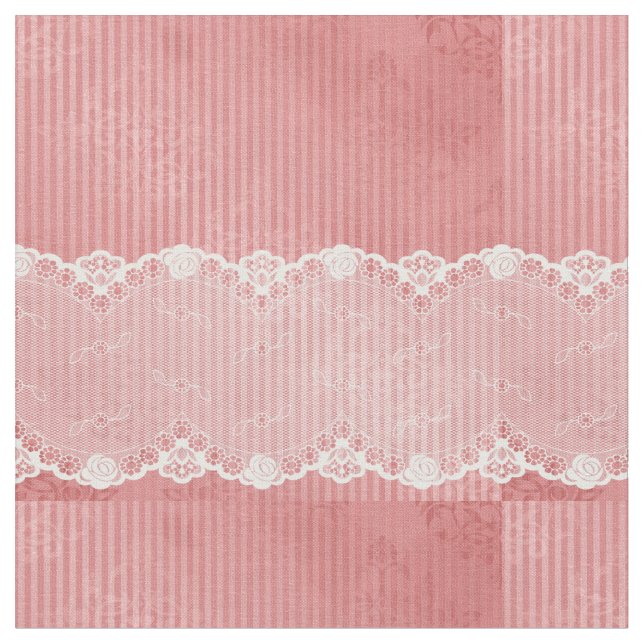 Tissu Arrière - plan rose et blanc avec la dentelle (Fermer)