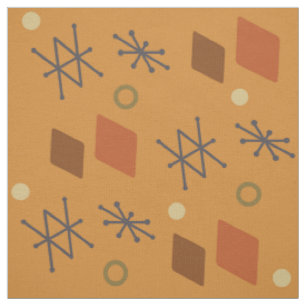 Tissu Art Abstrait géométrique des années 1950 brûlé ora