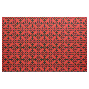 Tissu Art abstrait géométrique rouge et noir