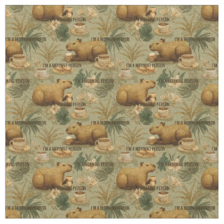 Tissu Art botanique du petit-déjeuner de capybara au caf