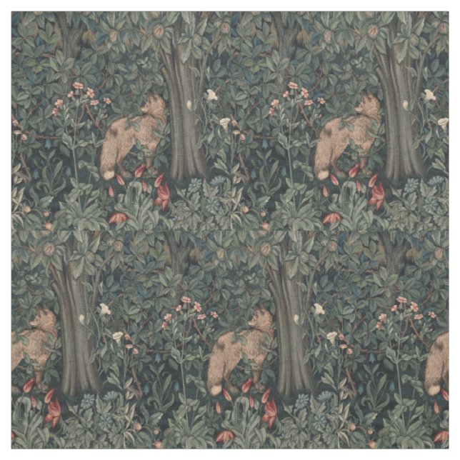 Tissu Art de faune de renard de verdure de William Morri (Échantillon)