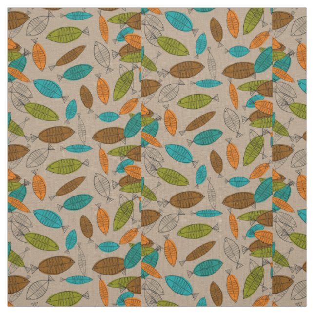 Tissu Art de poissons de la moitié du siècle (Échantillon)