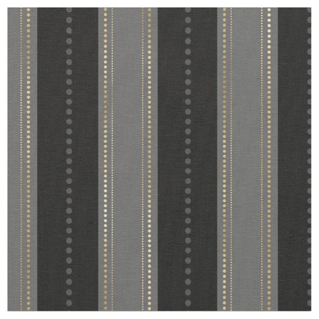 Tissu Art Déco élégant or noir gris rayures points (Fermer)