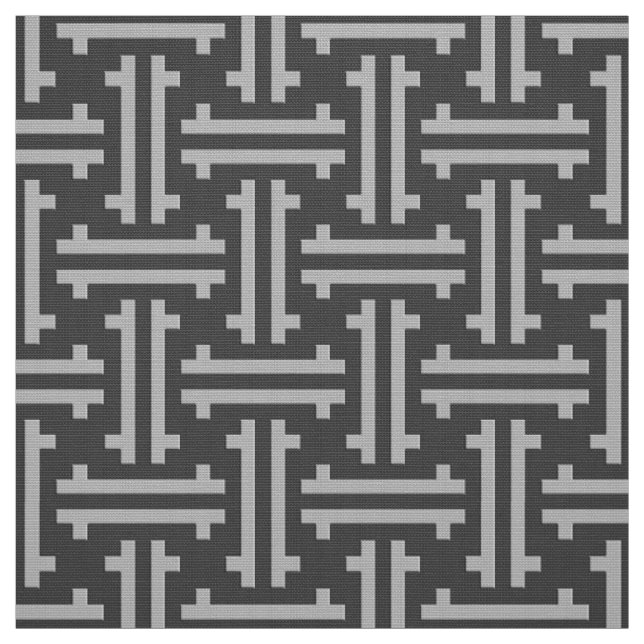 Tissu Art déco Fret chinois, Argent et Gris grise (Échantillon)