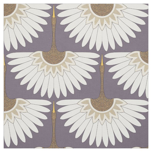 Tissu art déco grues plum (Échantillon)