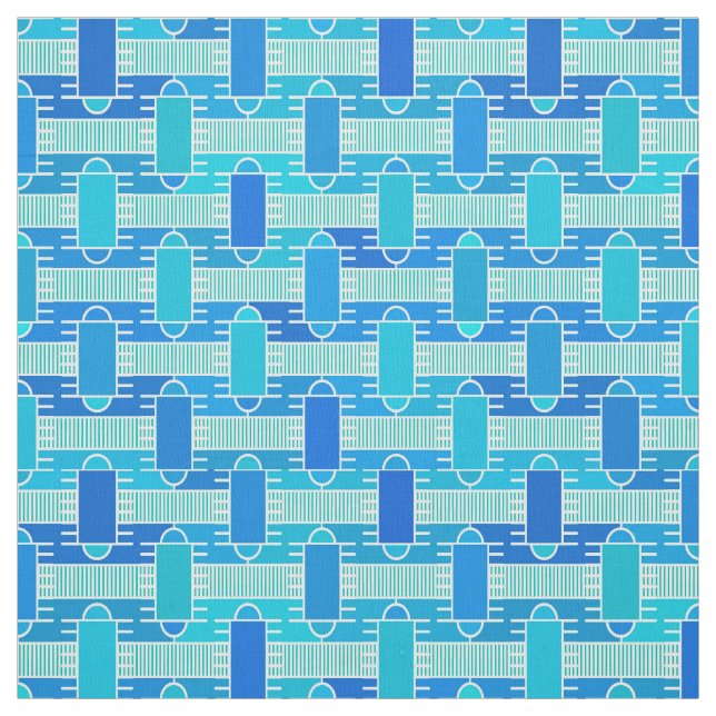 Tissu Art Déco industriel chic - bleu doux (Échantillon)