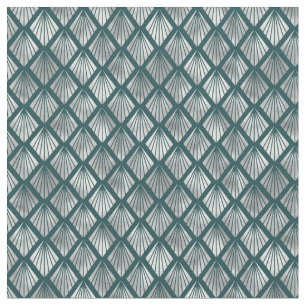 Tissu Art Déco moderne Turquoise Argent