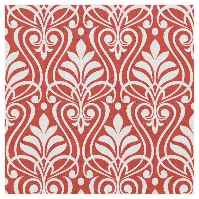 Tissu Art Déco Motif 01 - Blanc sur Perse Rouge (Fermer)
