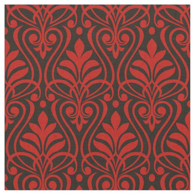 Tissu Art Déco Motif 01 - Milano Rouge sur Noir (Fermer)