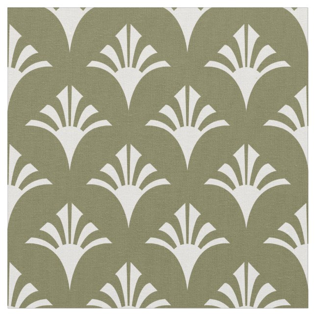 Tissu Art Déco Motif 02 - Blanc sur Camouflage Vert (Fermer)