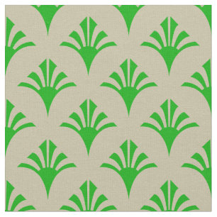 Tissu Art Déco Motif 02 - Vert chaux foncé sur blanc cas