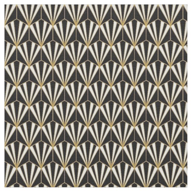Tissu - Art Déco Noir Blanc Or (Fermer)