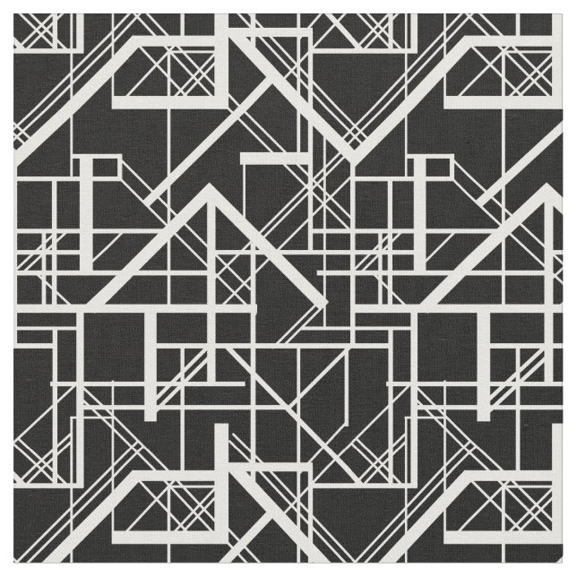 Tissu Art déco noir et blanc (Fermer)