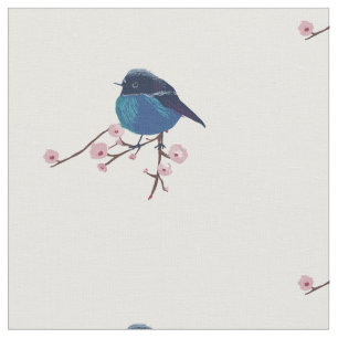 Tissu Art du printemps des oiseaux bleus
