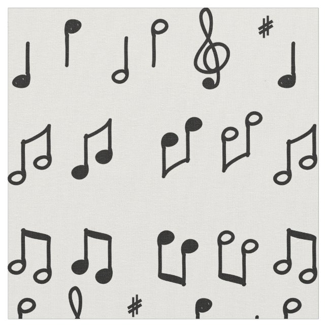 Tissu Art en ligne Black Musical Notes (Fermer)