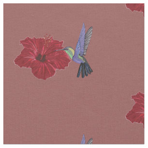Tissu Art floral de ketmie de colibris