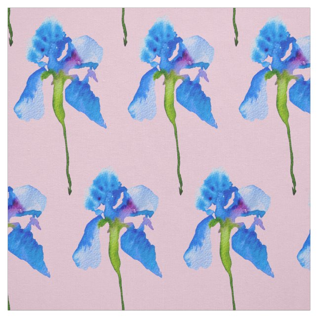 Tissu Art floral moderne d'aquarelle d'iris bleu (Échantillon)