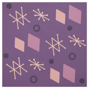 Tissu Art géométrique Abstrait violet des années 1950