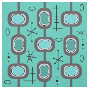 Tissu Art géométrique de l'ère spatiale Aquamarine