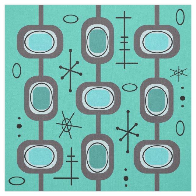 Tissu Art géométrique de l'ère spatiale Aquamarine (Échantillon)