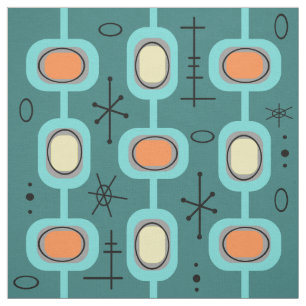 Tissu Art géométrique de l'ère spatiale Turquoise