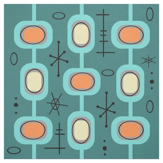 Tissu Art géométrique de l'ère spatiale Turquoise (Échantillon)