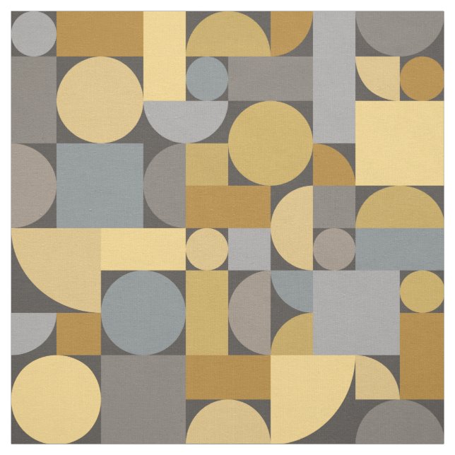 Tissu Art géométrique rétro gris jaune (Échantillon)