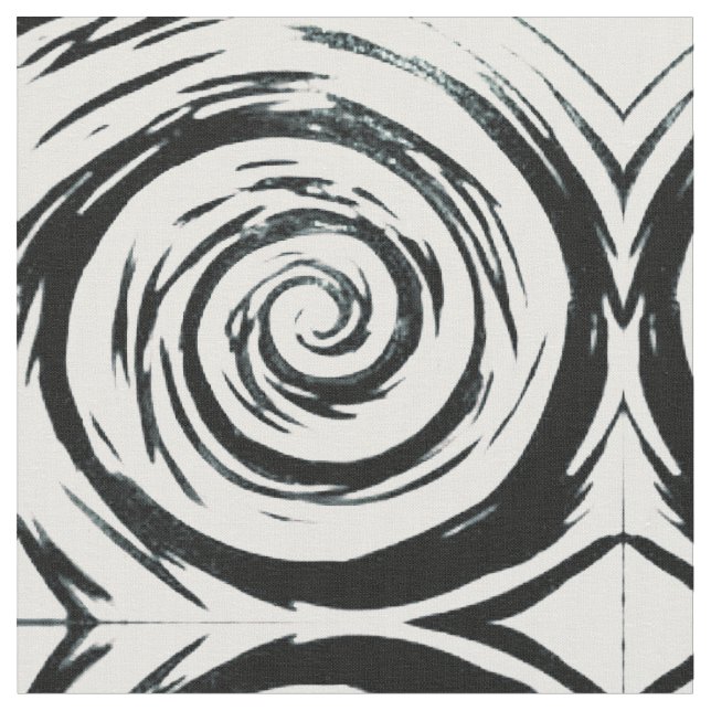 Tissu Art hypnotique blanc et noir de remous (Fermer)