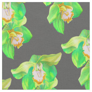 Tissu Art moderne floral orchidée citron vert aquarelle