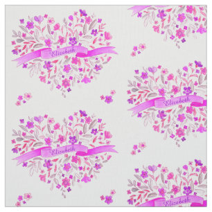 Tissu Art nommé pourpre d'aquarelle de rose de coeur de