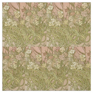 Tissu Art Nouveau Alfonse Mucha fleurs d'oeillets floral
