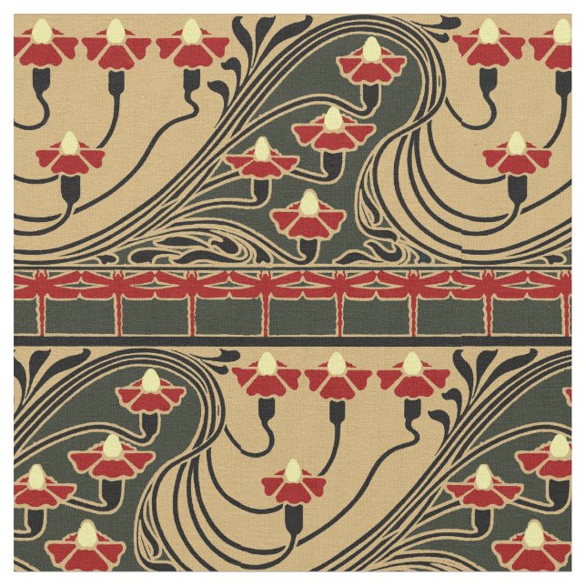 Tissu Art Nouveau Arts & Artisanat Dragonfly Floral Frie (Fermer)