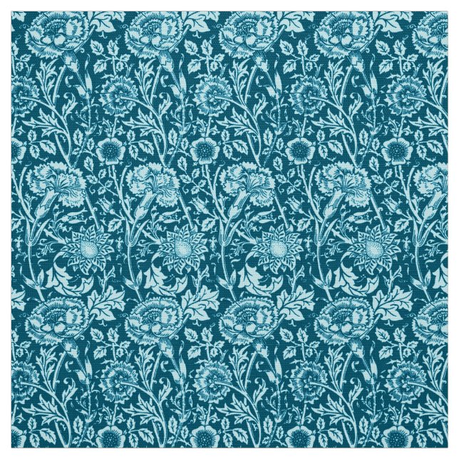 Tissu Art nouveau Carnation Damask, Indigo et Sky Blue (Échantillon)