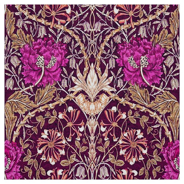 Tissu Art Nouveau floral, prune, beige et Deep Purple (Échantillon)