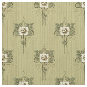Tissu Art Nouveau Mission Style Fleur blanche Motif