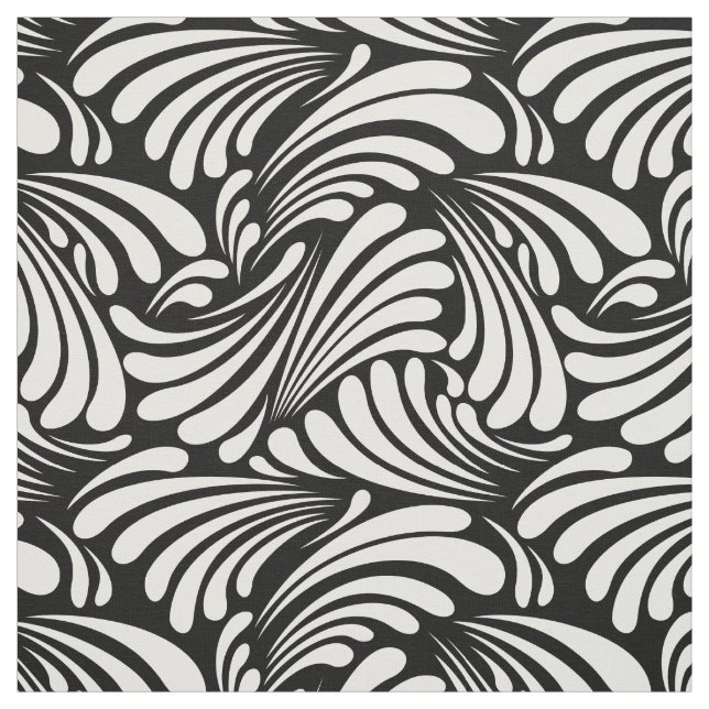 Tissu Art nouveau noir et blanc (Échantillon)