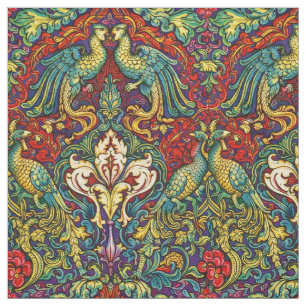 Tissu Art Nouveau Rétro Paons & Oiseaux par Walter Crane
