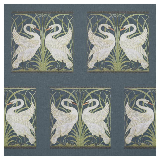 Tissu Art Nouveau Swan Deux Swans (Échantillon)