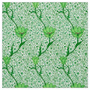 Tissu Art Nouveau Tulip Damask, Emerald Green