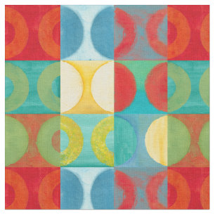 Tissu Art Pop brillant avec cercles et Carré