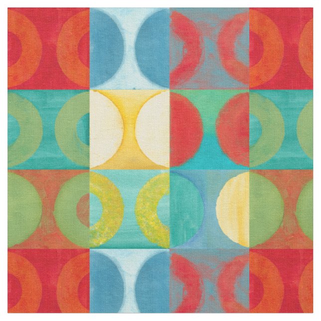Tissu Art Pop brillant avec cercles et Carré (Fermer)