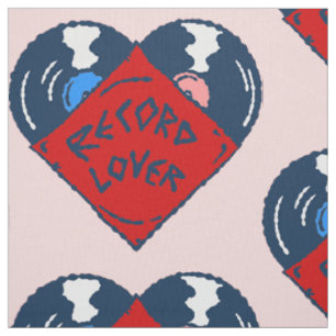 Tissu art pop disque amateur de musique cœur vintage alb