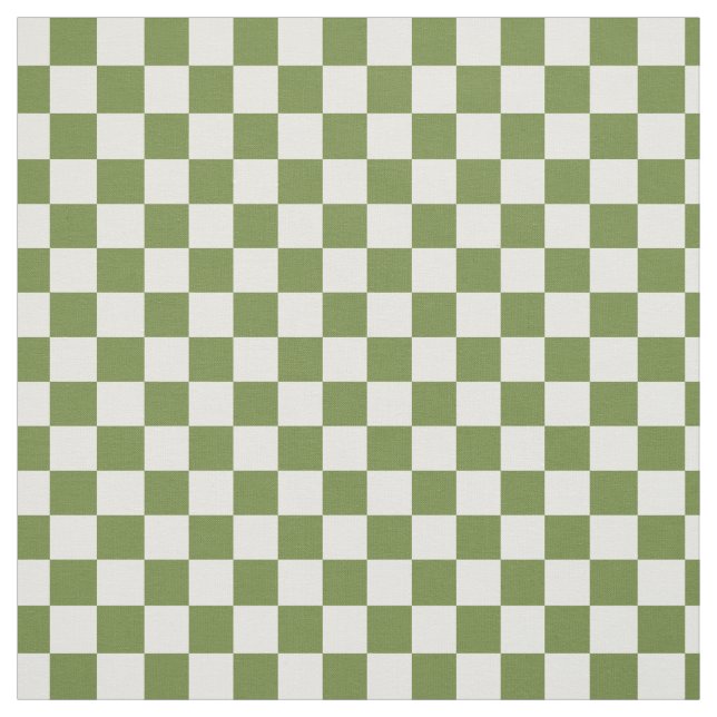 Tissu Art populaire olive damier - Vert & ivoire  (Échantillon)